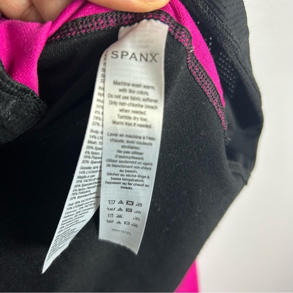 Spanx Mod Bod Black Neon Pink Orange Colorblock Full Zipped Jacket Size XL - Picture 7 of 9